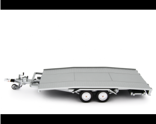Autotransporter Anhänger Ellebi  silber Laudoracing 1:18 Resinemodell (Türen, Motorhaube... nicht zu öffnen!)